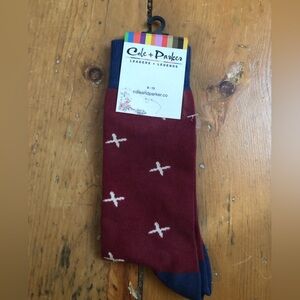 Men's Maroon Patterned Crew Socks